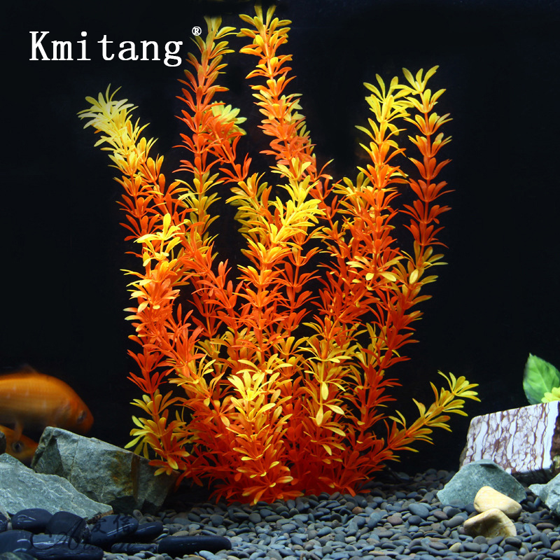 Marine Fish Tank - ต้นไม้เขตร้อนขนาด 100 ซม. หญ้าใต้น้ำเทียมขนาดใหญ่ ต้นไม้ปลอมพลาสติกนุ่มสำหรับตกแต่งตู้ปลาและตู้เลี้ยงปลา