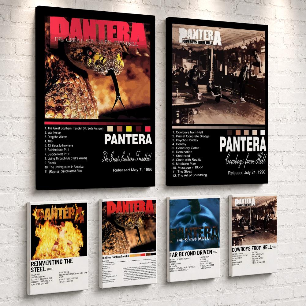 Live Rock - โปสเตอร์แคนวาสกรอบรูปอัลบั้มเพลงวงร็อก P-Pantera พร้อมแขวน สำหรับตกแต่งห้องนอน ห้องนั่งเล่น ทางเดิน